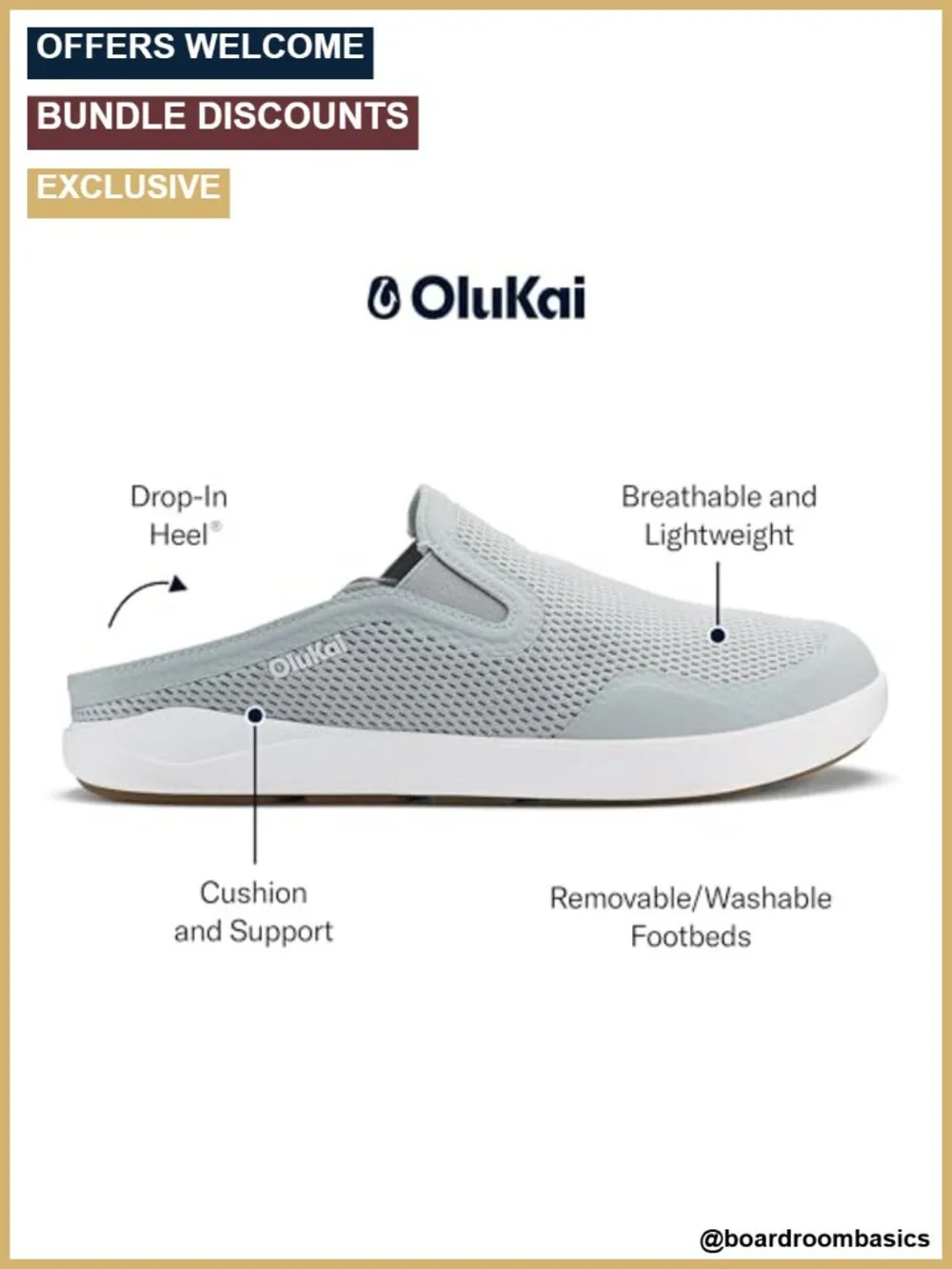 OluKai Moku Slip-On Men's Boat Shoes, Enhanced Grip & Traction